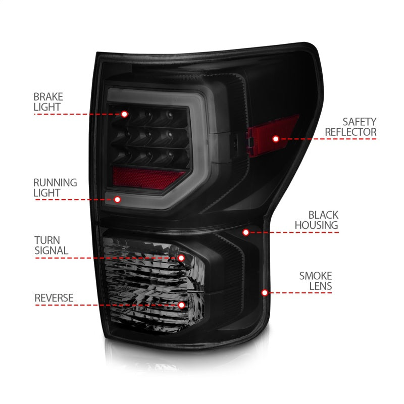 Anzo 07-11 Toyota Tundra Full LED Tailights Black Housing Smoke Lens G2 (w/C Light Bars)-SR1 Performance