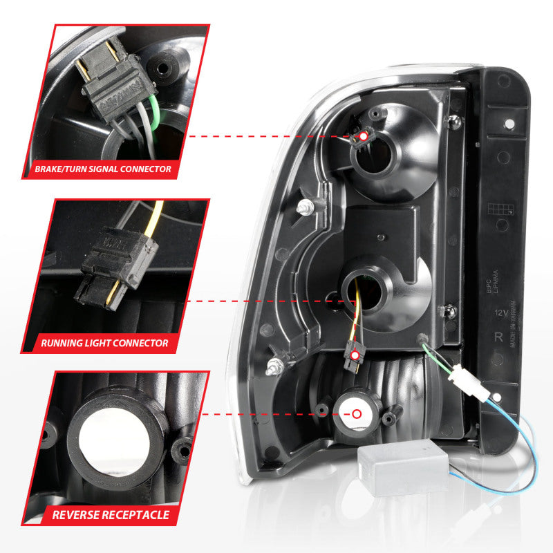 ANZO 2002-2009 Chevrolet Trailblazer LED Tail Lights w/ Light Bar Black Housing Clear Lens-SR1 Performance