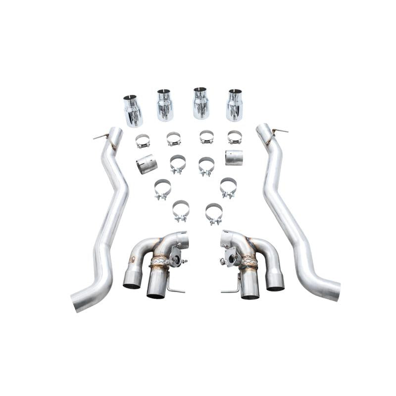 AWE Tuning 18-19 BMW M5 (F90) 4.4T AWD SwitchPath Axle-back Exhaust - Chrome Silver Tips-SR1 Performance