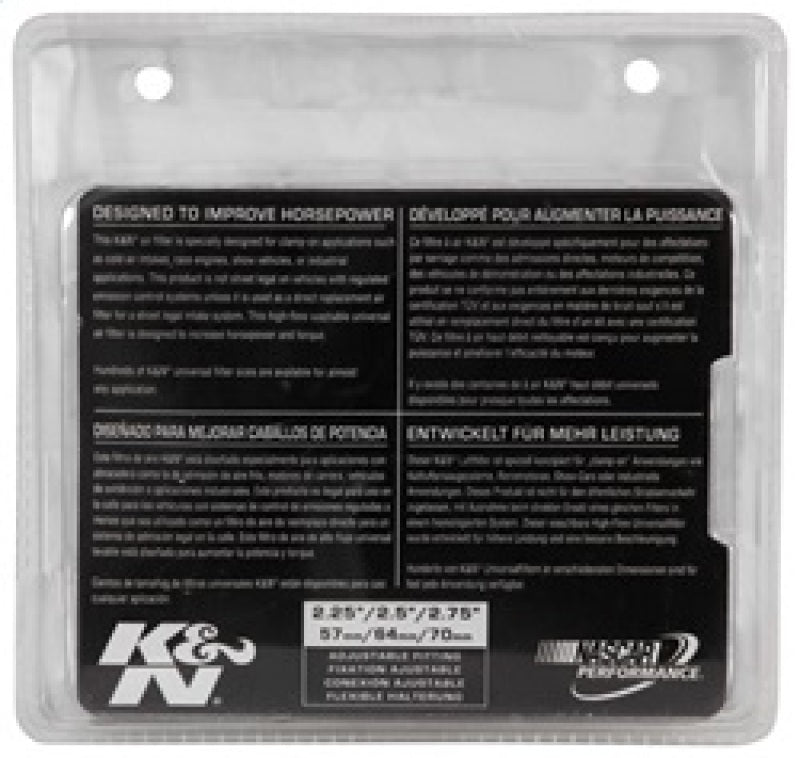 K&N Universal Chrome Filter 2 3/4in FLG / 4 1/2in Bottom / 4 1/2in Height-SR1 Performance