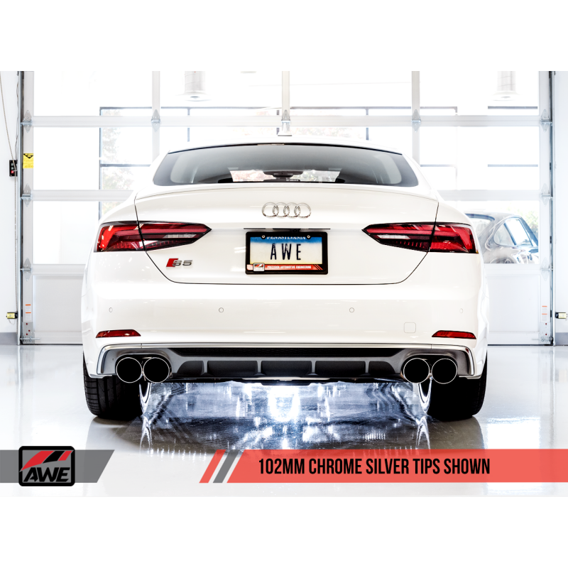 AWE Tuning Audi B9 S5 Sportback Track Edition Exhaust - Non-Resonated (Silver 102mm Tips)-SR1 Performance