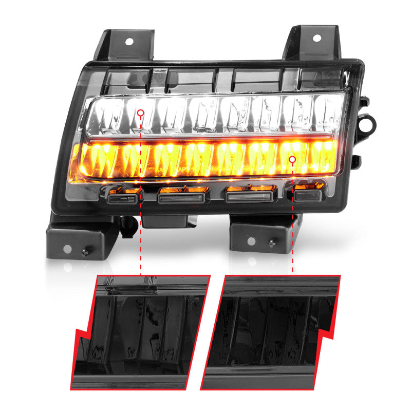 ANZO 2018-2021 Jeep Wrangler LED Side Markers Chrome Housing Smoke Lens w/ Seq. Signal Sport Bulb-SR1 Performance