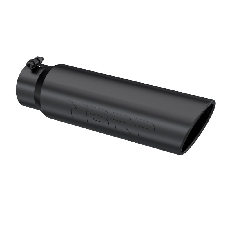 MBRP Universal 5in OD Angled Rolled End 4in Inlet 18in Lgth Black Finish Exhaust Tip-SR1 Performance