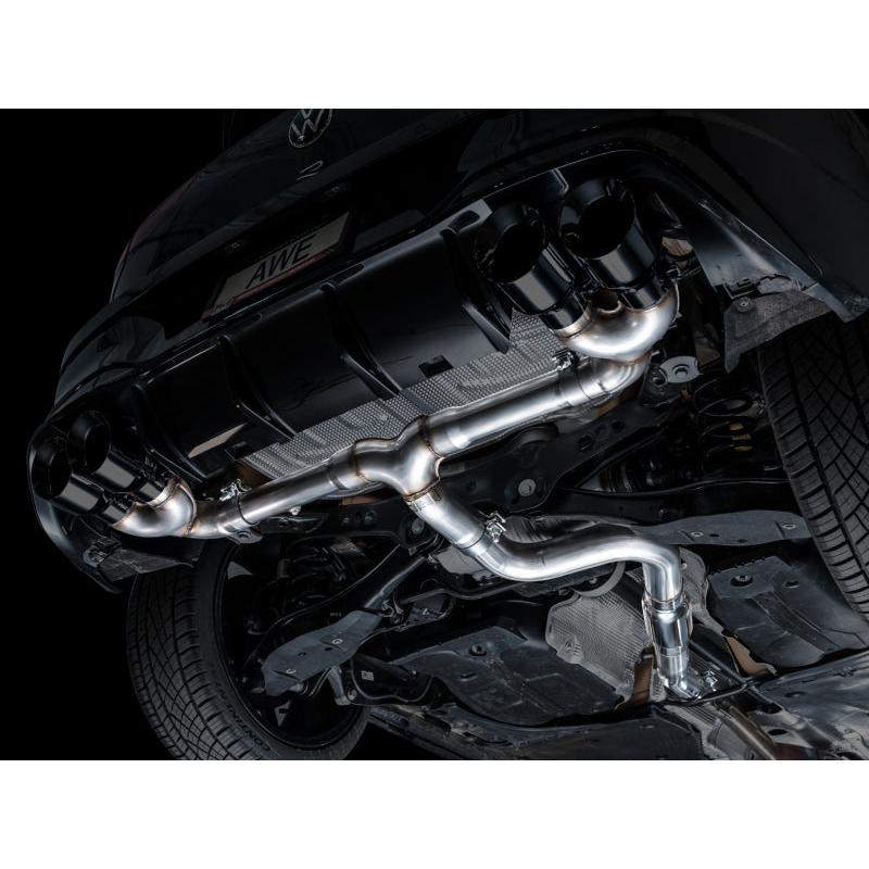 AWE MK8 Volkswagen Golf R 3in Track Edition Quad Exhaust - Diamond Black Tips-SR1 Performance