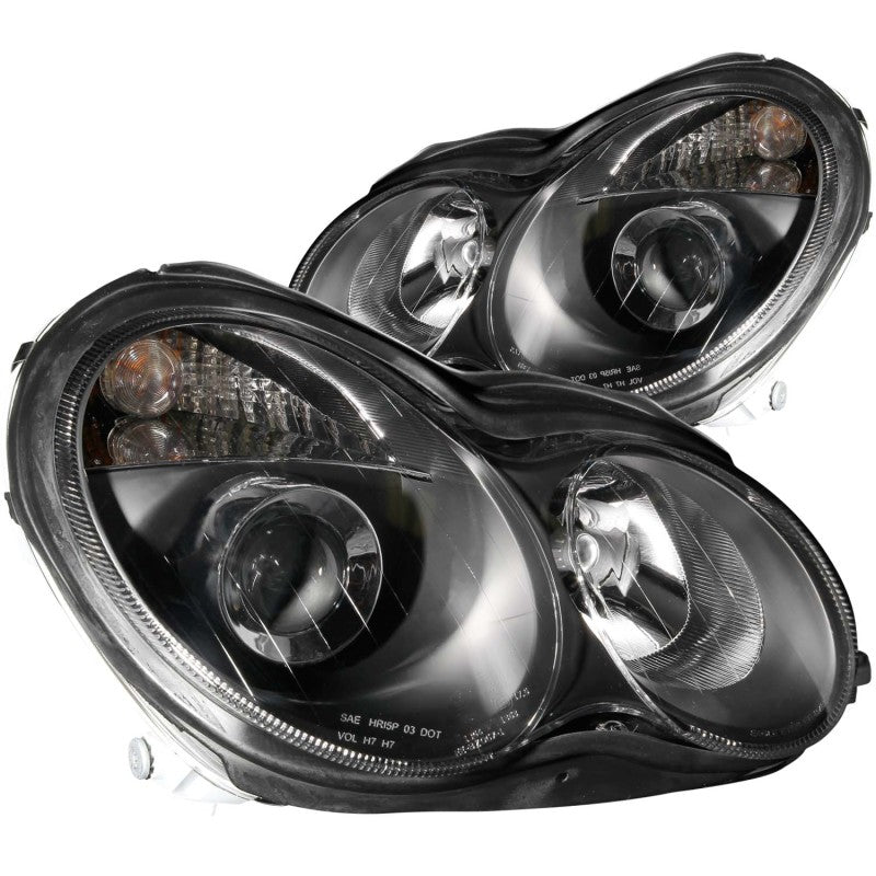 ANZO 2001-2007 Mercedes Benz C Class W203 Projector Headlights Black-SR1 Performance