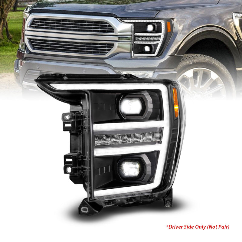 Anzo 21-23 Ford F150 LED Projector Headlight w/Switchback+Sequential - Black (Driver Side Only)-SR1 Performance