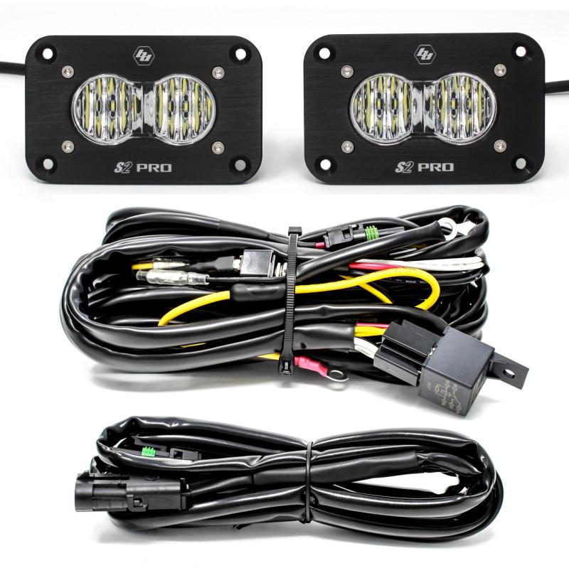 Baja Designs S2 Pro Wide Cornering Pair Flush Mount LED Light Pod Kit-SR1 Performance