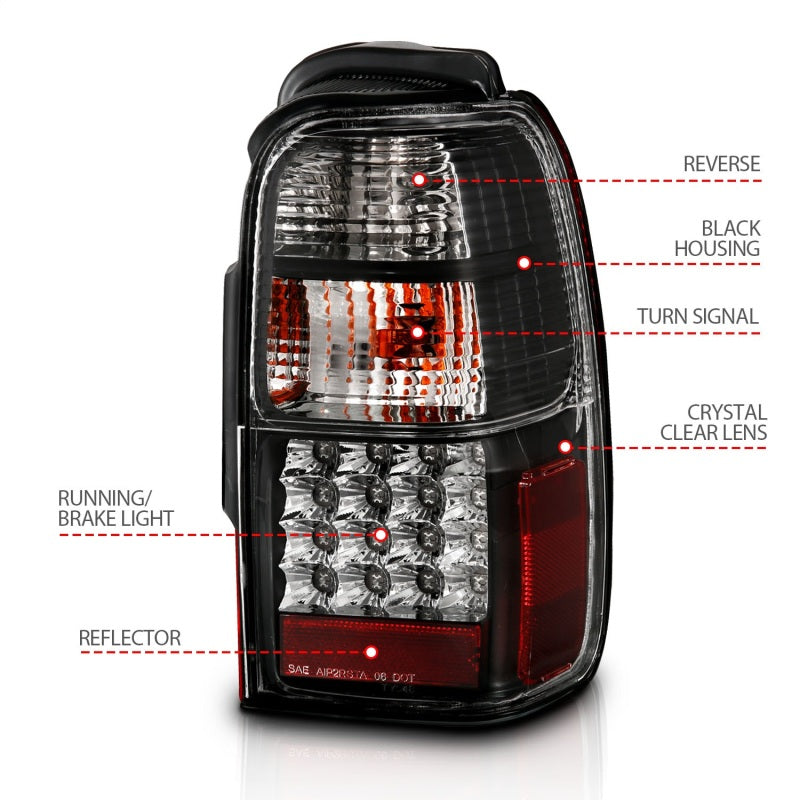 ANZO 2001-2002 Toyota 4 Runner LED Taillights Black-SR1 Performance