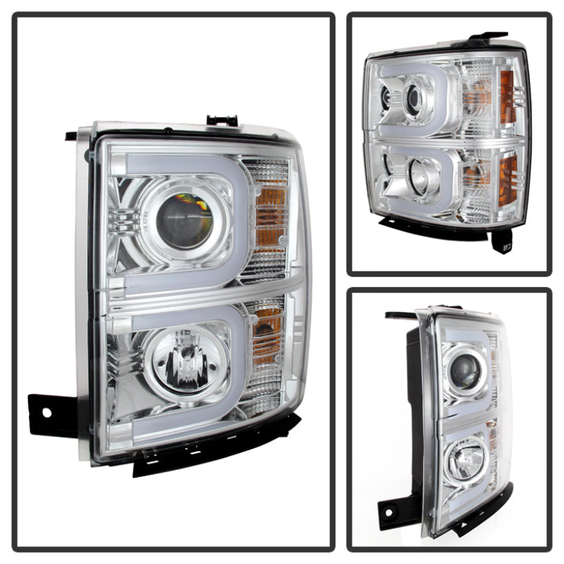 Spyder Chevy Silverado 1500 14-16 Projector Headlights Light Bar DRL Chrm PRO-YD-CS14-LBDRL-C-SR1 Performance