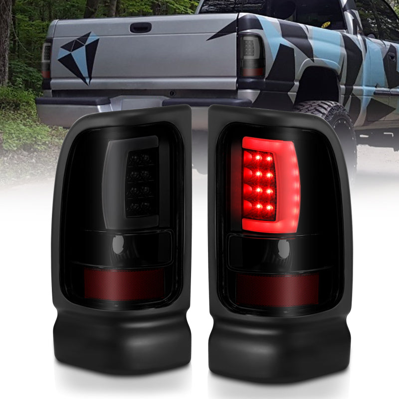 ANZO 1994-2001 Dodge Ram 1500 LED Taillights Plank Style Black w/Smoke Lens-SR1 Performance