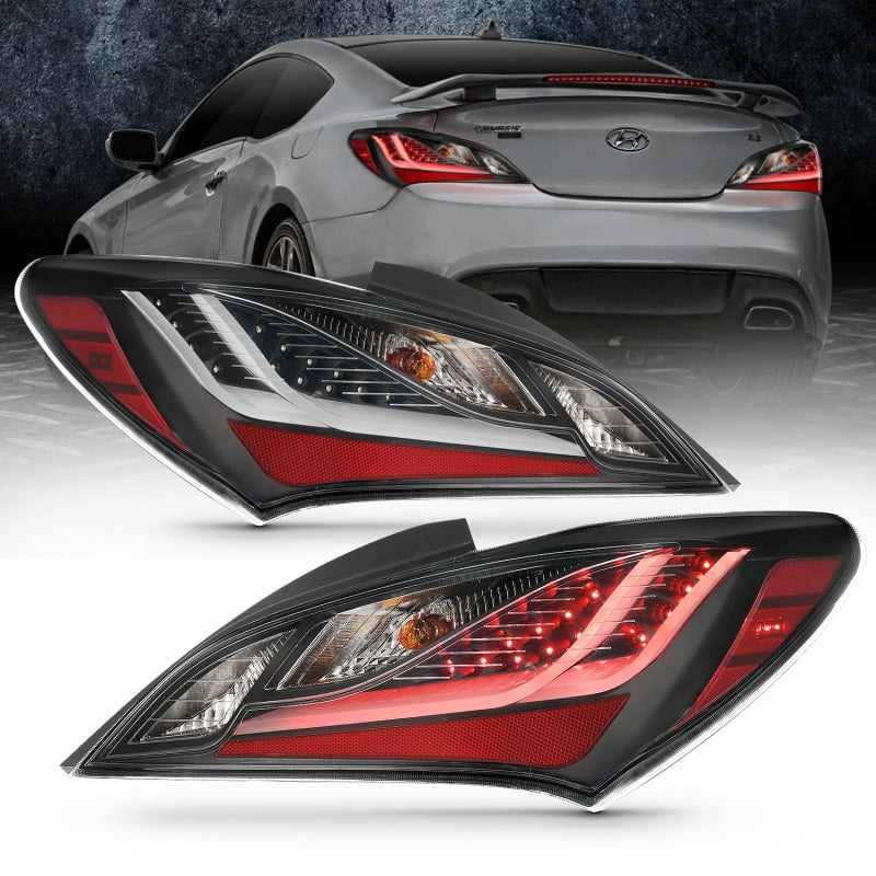 ANZO 10-13 Hyundai Genesis 2DR LED Taillights Smoke-SR1 Performance