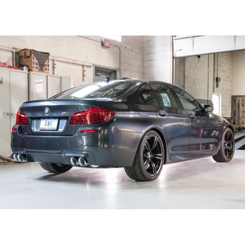 AWE Tuning BMW F10 M5 Touring Edition Axle-Back Exhaust Chrome Silver Tips-SR1 Performance