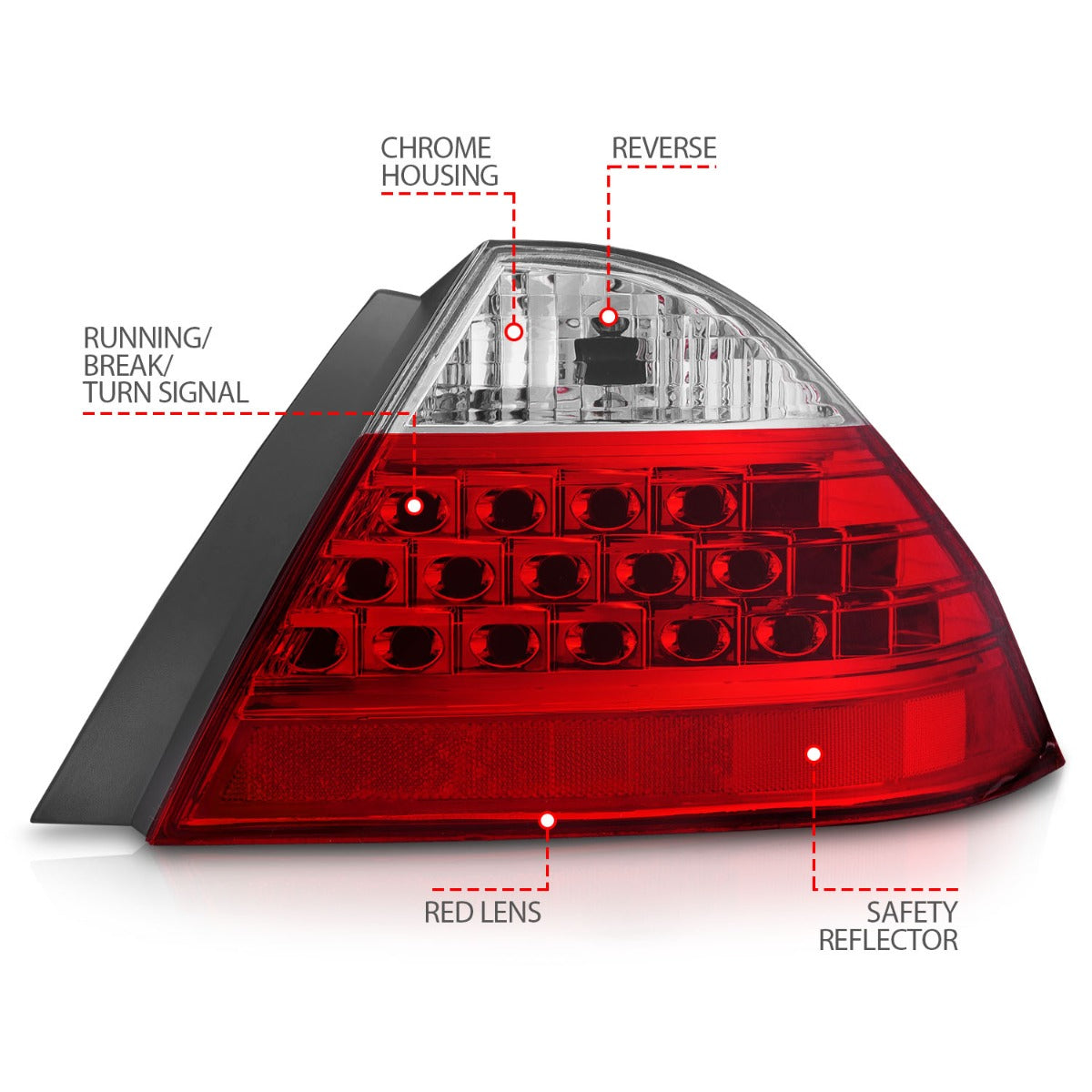 HONDA ACCORD 06-07 4DR TAIL LIGHTS RED/CLEAR