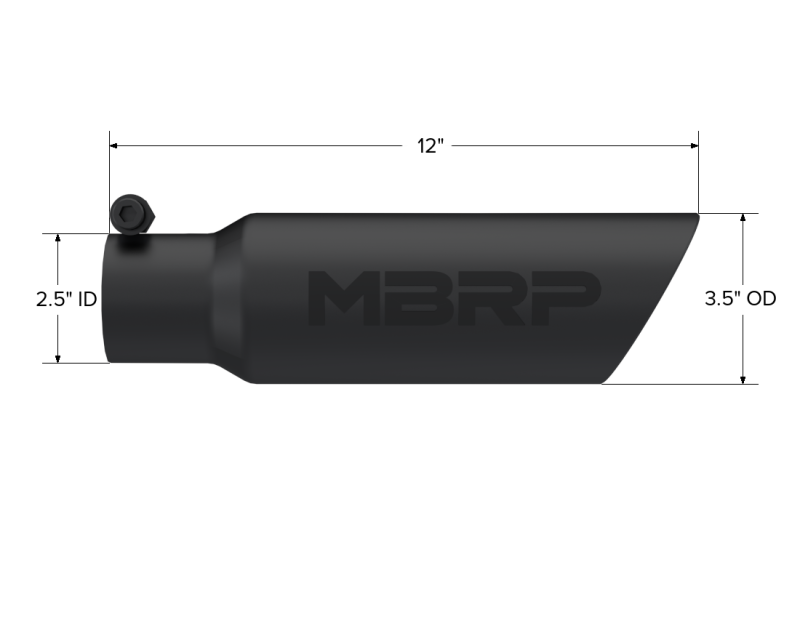 MBRP Universal Tip 3.5 O.D. Dual Wall Angled 2.5 inlet 12 length - Black Finish-SR1 Performance