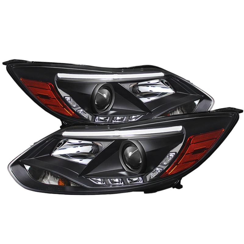 Spyder Ford Focus 12-14 Projector Headlights Halogen Model Only - DRL Black PRO-YD-FF12-DRL-BK-SR1 Performance