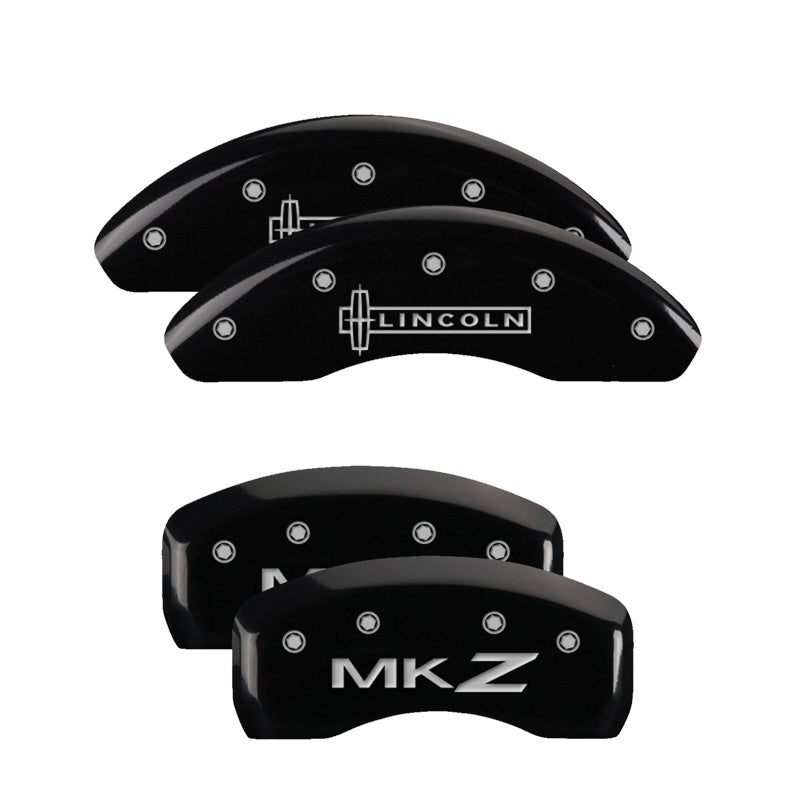 MGP Aluminum Caliper Covers for Lincoln MKZ and Zephyr * Black Finish with Silver Engraving (Part #36008SLCZBK)