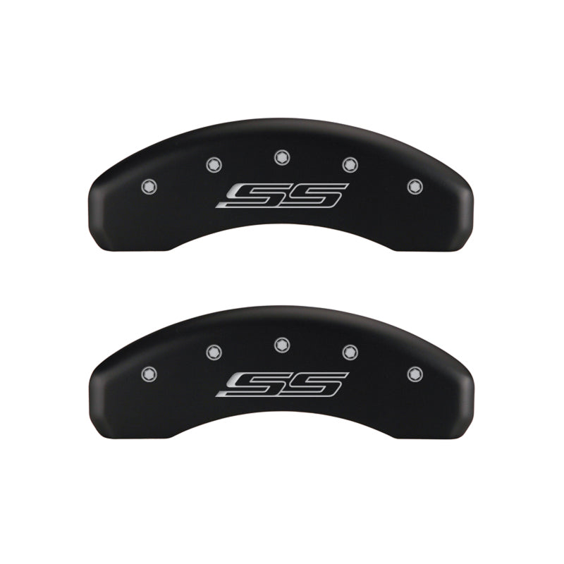 MGP 4 Caliper Covers Engraved Front Gen 5/Camaro Engraved Rear Gen 5/SS Red finish silver ch-SR1 Performance