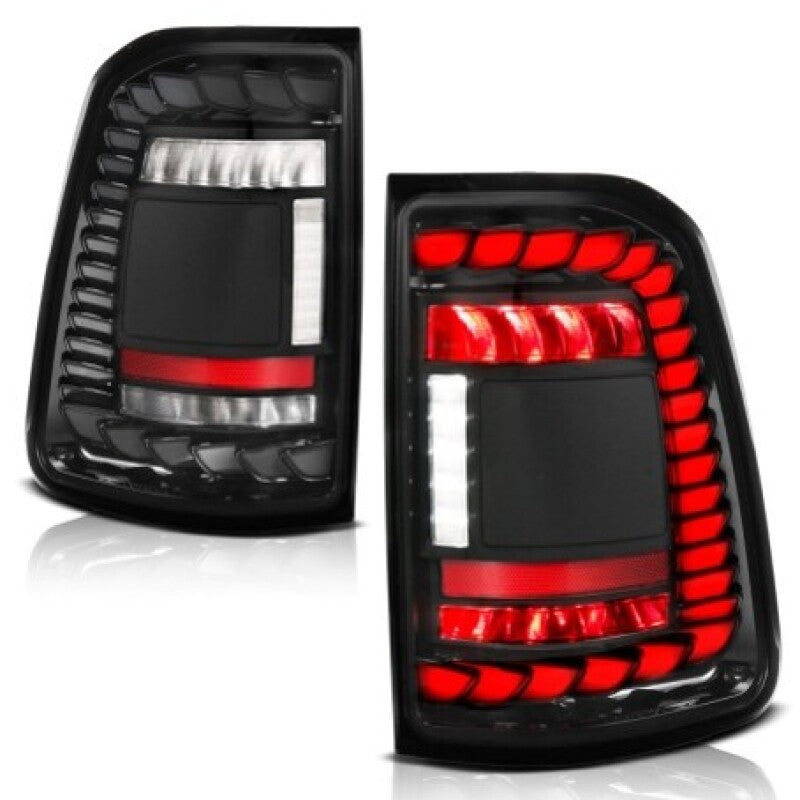 ANZO 311480A Full LED Tail Lights for RAM 1500 (2019-2024) Factory Halogen Models, SeqSig Black - Pair