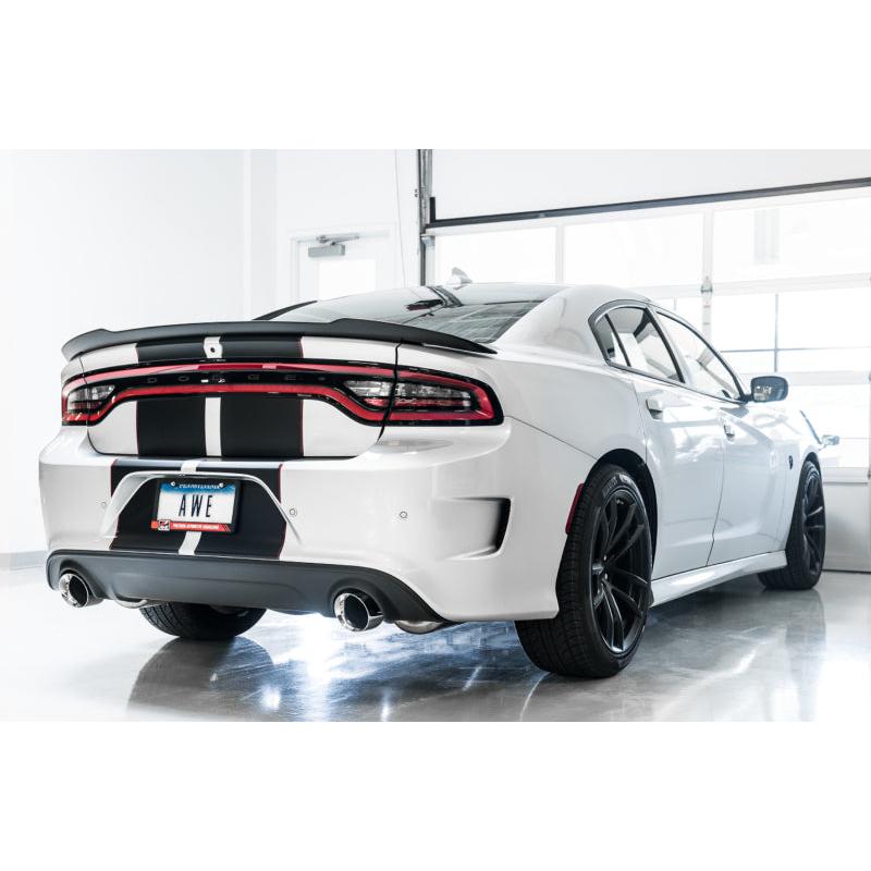 AWE Tuning 2017+ Dodge Charger 5.7L Touring Edition Exhaust - Non-Resonated - Diamond Black Tips-SR1 Performance