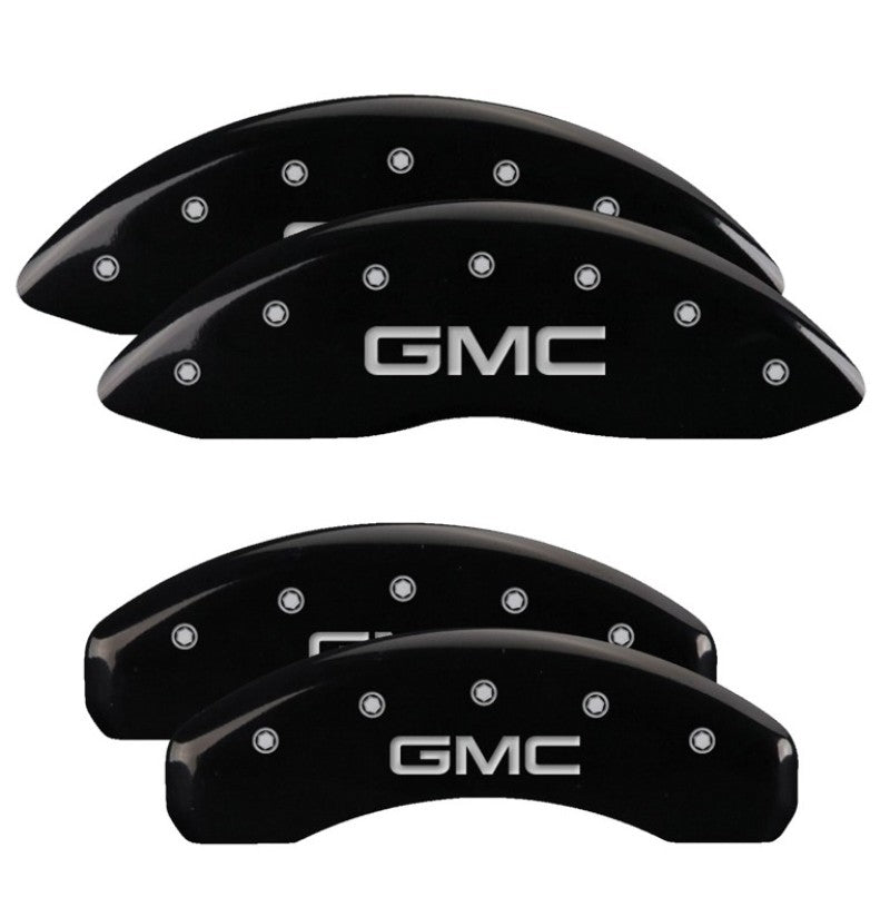 MGP 21-22 GMC Yukon/XL Set of 4 Caliper Covers Engraved Front & Rear GMC Black w/ Silver Characters-SR1 Performance