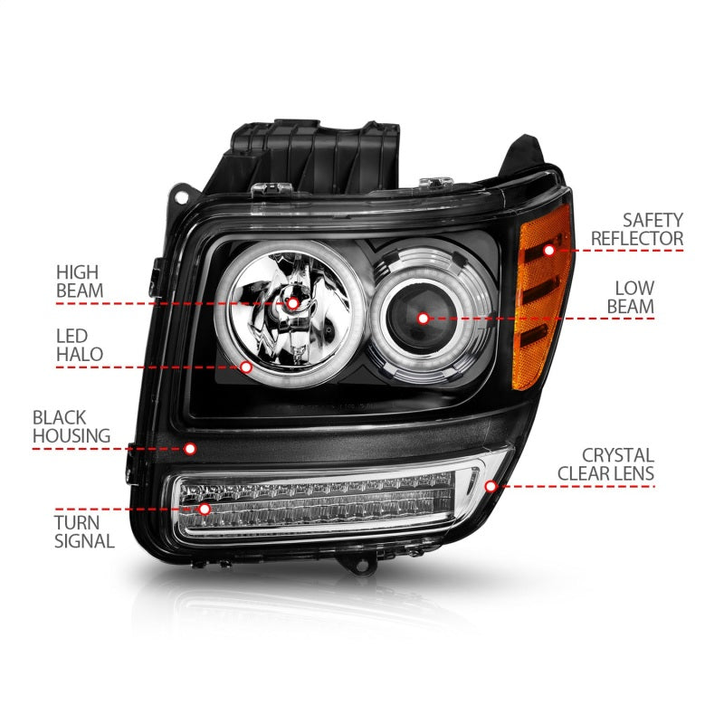 ANZO 2007-2012 Dodge Nitro Projector Headlights w/ Halo Black (CCFL) G2-SR1 Performance
