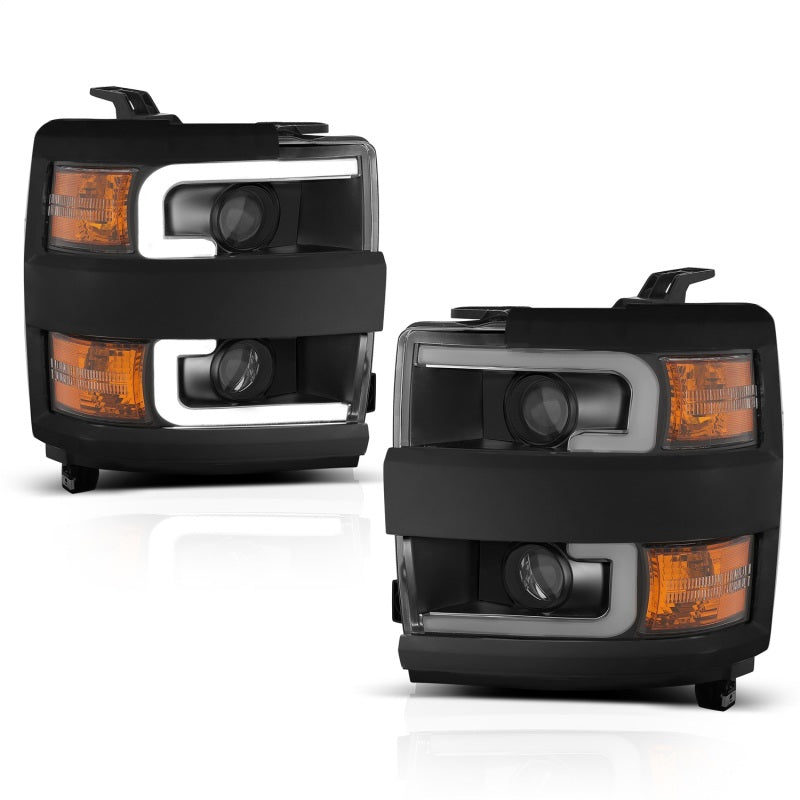 ANZO Projector Headlights 15-17 Chevrolet Silverado 2500HD / 3500HD Black w/ Black Rim-SR1 Performance