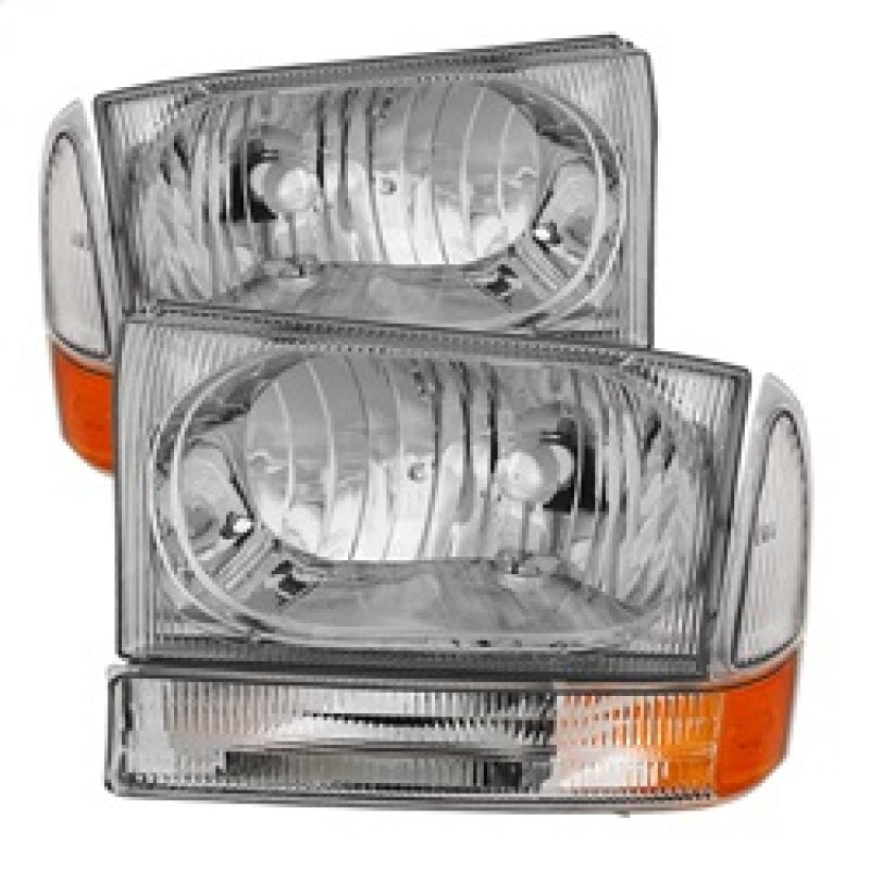 Xtune Ford F250/350/450 Superduty 99-04 Crystal Headlights w/ Bumper Lights HD-JH-FF25099-AM-C-SR1 Performance