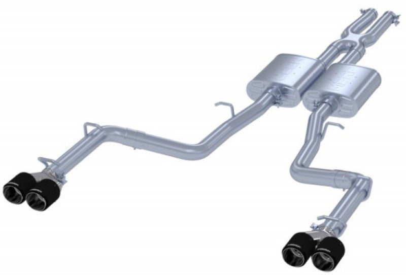 MBRP 2015+ Dodge Challenger 3.6L SS 2.5in Quad Tip Split Rear Exit w/ Carbon Fiber Tips - T304-SR1 Performance