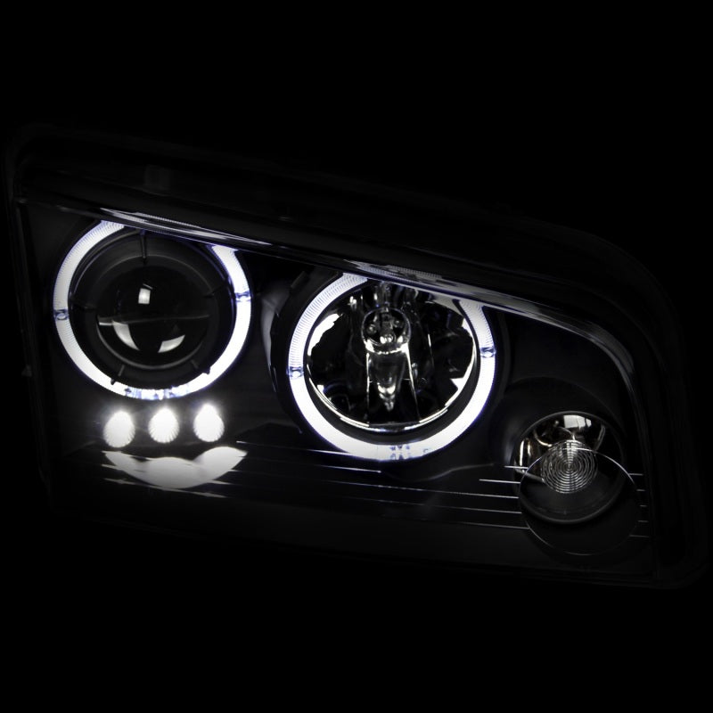 ANZO 2006-2010 Dodge Charger Projector Headlights w/ Halo Black-SR1 Performance