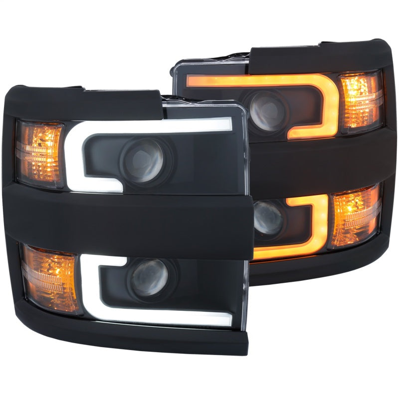 ANZO Projector Headlights 15-17 Chevrolet Silverado 2500HD / 3500HD Black w/ Black Rim-SR1 Performance