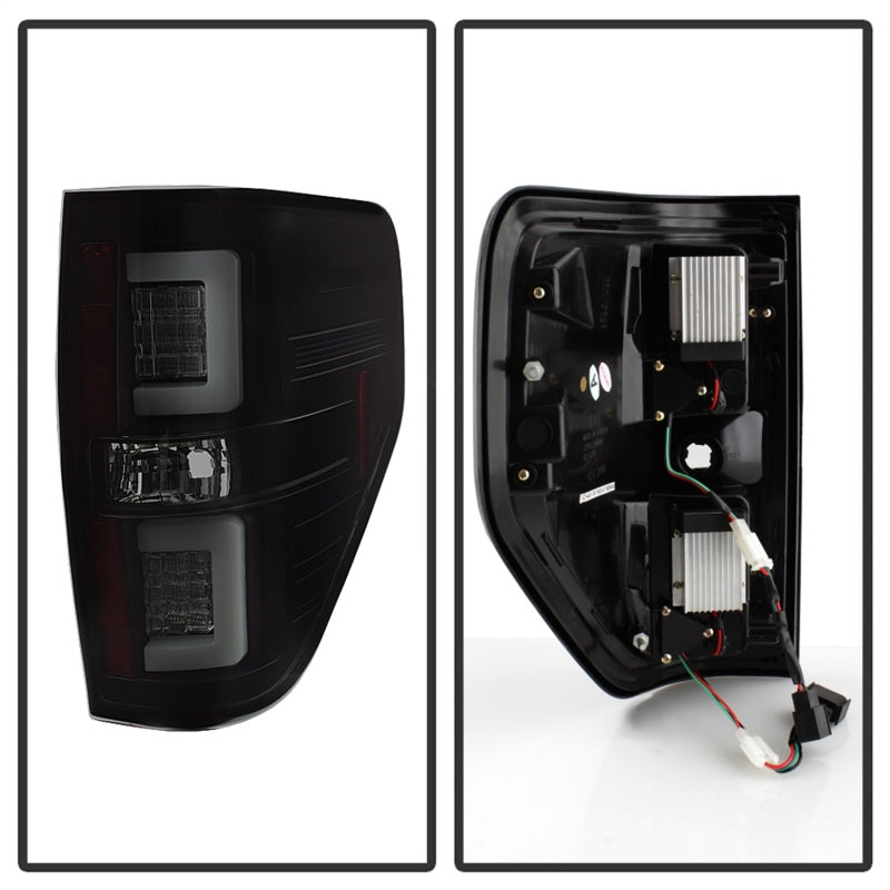 Spyder 09-14 Ford F150 V2 Light Bar LED Tail Lights - Blk Smoke (ALT-YD-FF15009V2-LBLED-BSM)-SR1 Performance
