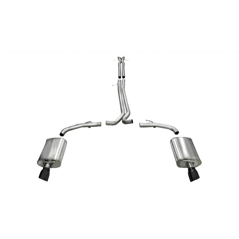 Corsa 2010-2019 Ford Taurus SHO 3.5L V6 Turbo Sport Cat-Back Exhaust w/ Dual 4in Black Tips-SR1 Performance