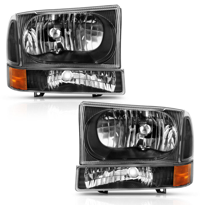 ANZO 2000-2004 Ford Excursion Crystal Headlight w/ Corner Light Black Amber (w/o Bulb)-SR1 Performance