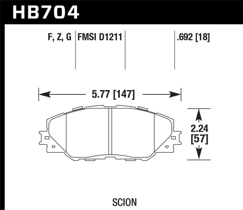 Hawk 06-16 Toyota RAV4 HPS 5.0 Front Brake Pads-SR1 Performance