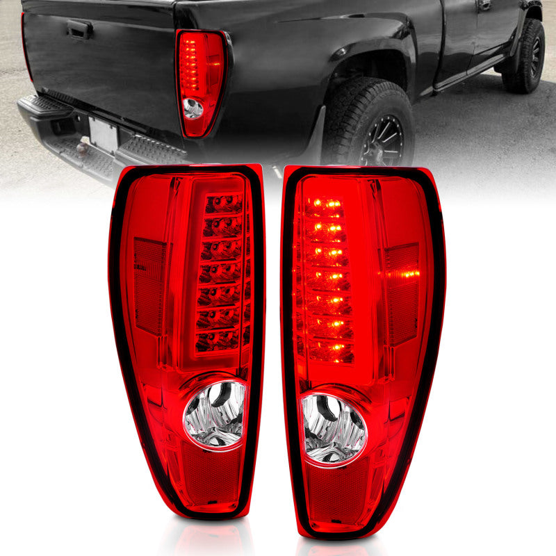 ANZO 2004-2012 Chevrolet Colorado/ GMC Canyon LED Tail Lights w/ Light Bar Chrome Housing Red/Clear-SR1 Performance