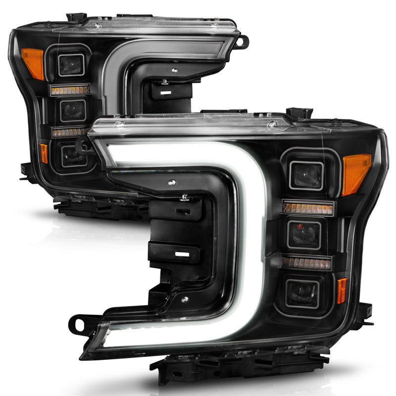 Anzo 18-20 Ford F-150 Full Led Projector Light Bar Headlights Black Amber-SR1 Performance