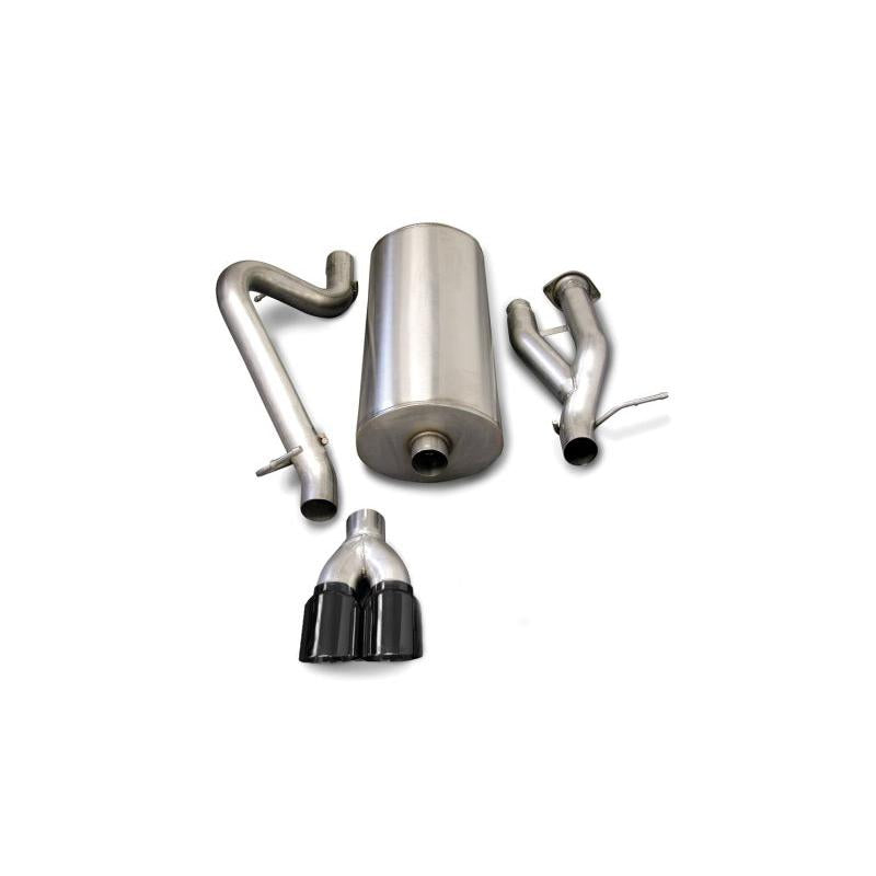 Corsa 2003-2006 Hummer H2 6.0L V8 Black Sport 3in Single Rear Twin 4in Tips Cat-Back Exhaust-SR1 Performance