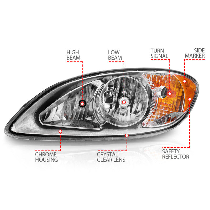 ANZO 2008-2016 International Prostar Crystal Headlights Chrome Housing-SR1 Performance