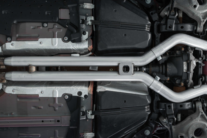 MBRP 18-22 Ford Mustang GT 5L T304 SS 3in Cat-Back Dual Rear w/4in Quad Carbon Fiber Tips (Street)-SR1 Performance