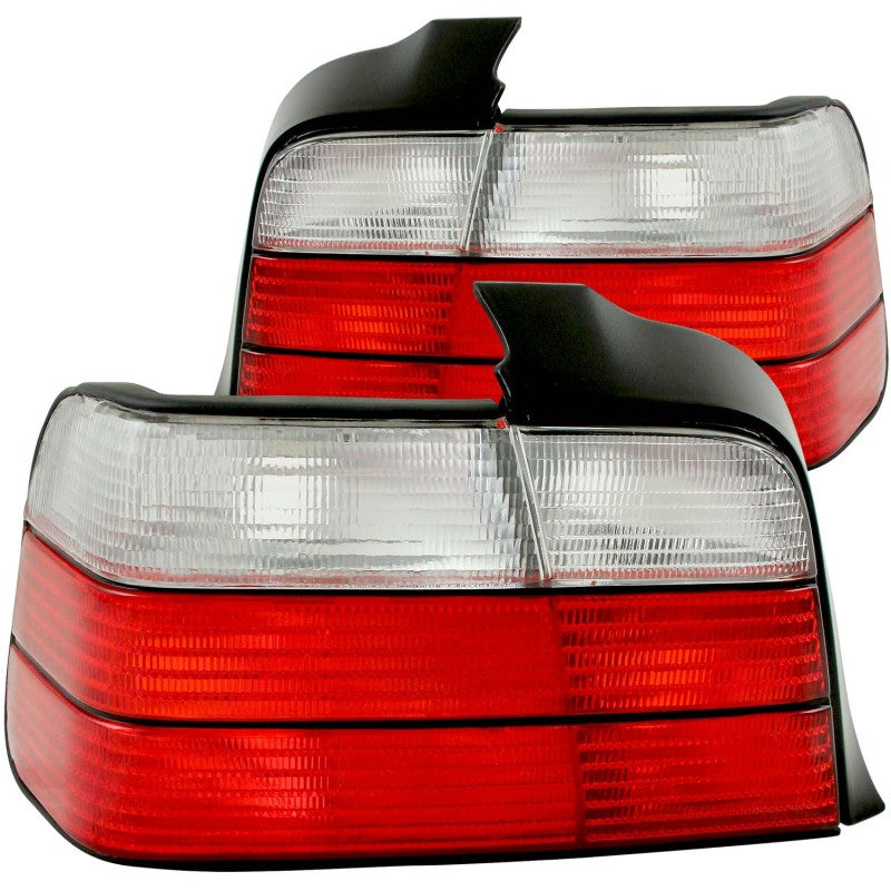 ANZO 1992-1998 BMW 3 Series E36 Sedan Taillights Red/Clear-SR1 Performance