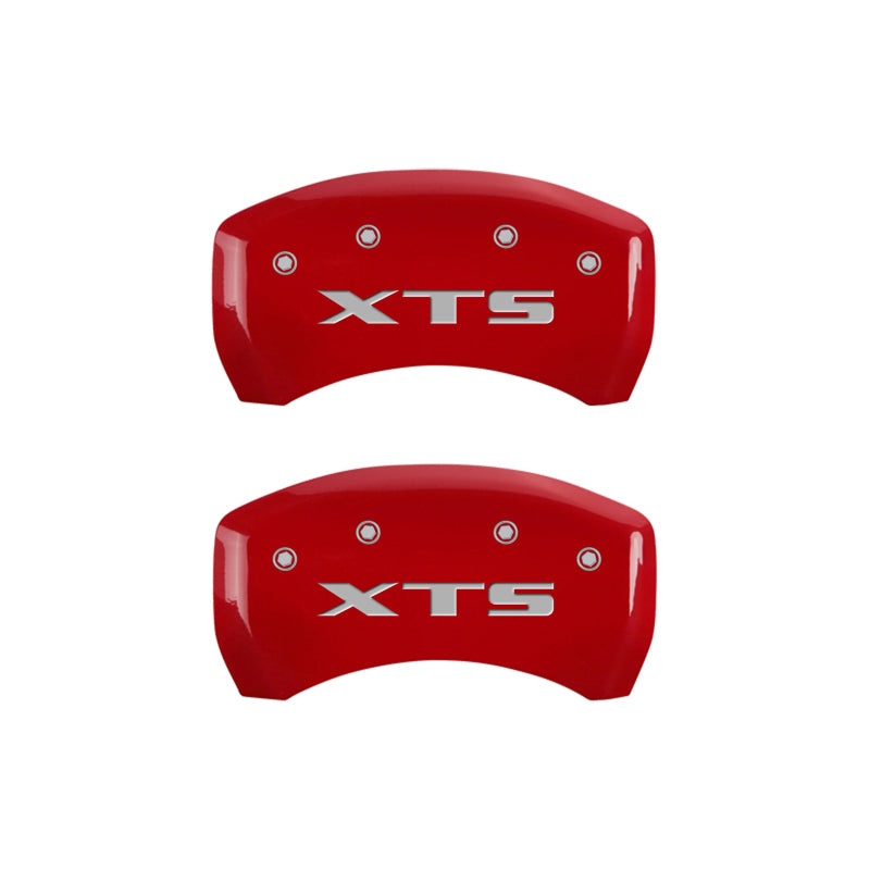 MGP 4 Caliper Covers Engraved Front Cadillac Engraved Rear XTS Red finish silver-SR1 Performance