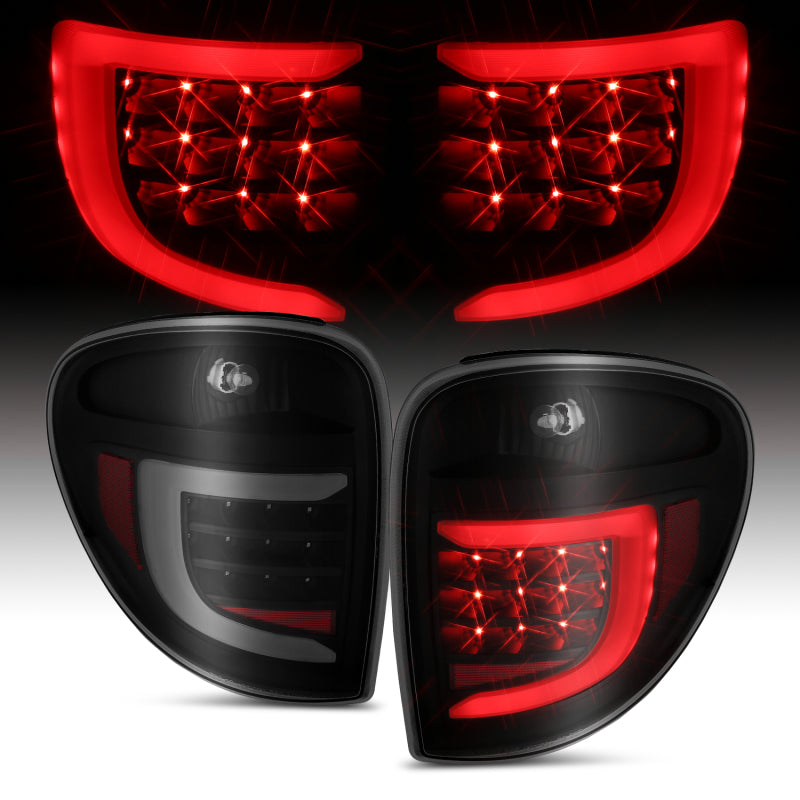 ANZO 2004-2007 Dodge Grand Caravan LED Tail Lights w/ Light Bar Black Housing Smoke Lens-SR1 Performance