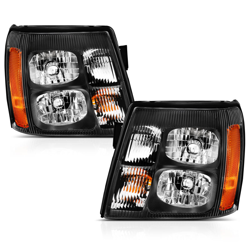 ANZO 2003-2006 Cadillac Escalade Crystal Headlight Black Amber-SR1 Performance