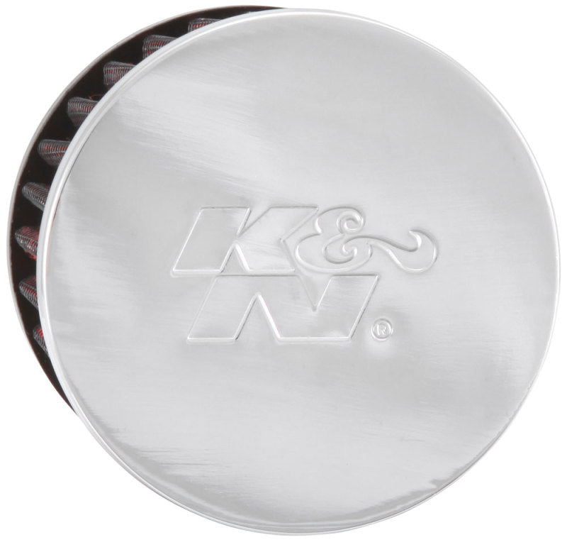 K&N 1.75in Flange ID x 3in OD x 2.5in H Chrome Finish Rubber Base Crankcase Vent Filter-SR1 Performance