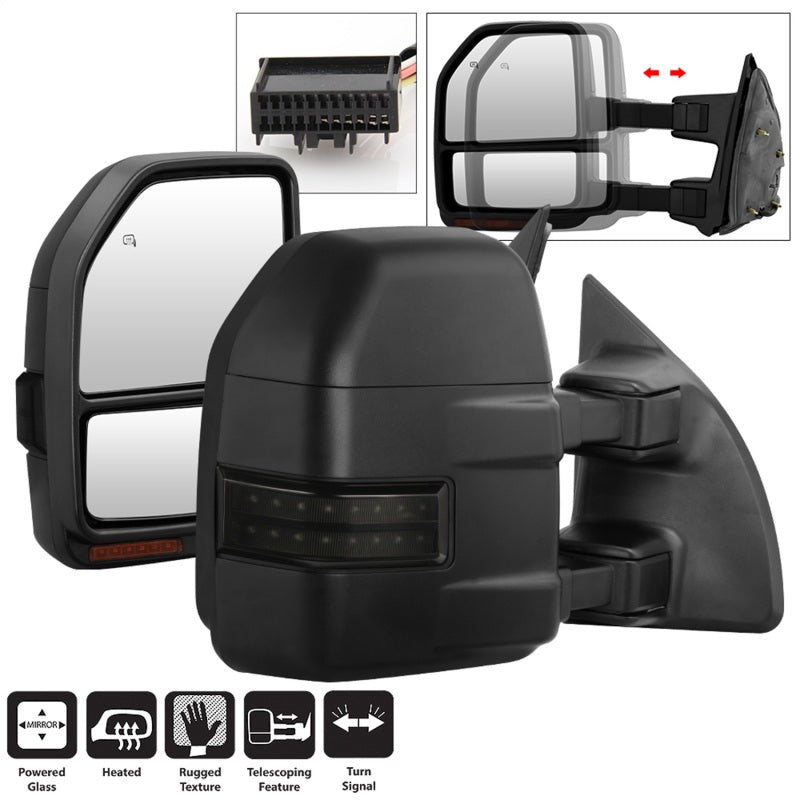 xTune 08-15 Ford F-250 SD Heated Adj LED Signal Power Mirror - Smk (MIR-FDSD08S-G4-PW-RSM-SET)-SR1 Performance