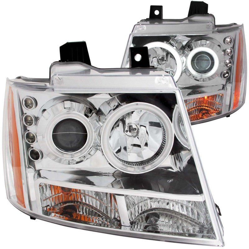 ANZO 2007-2013 Chevrolet Avalanche Projector Headlights w/ Halo Chrome-SR1 Performance