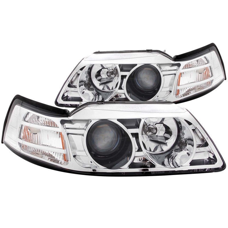 ANZO 1999-2004 Ford Mustang Projector Headlights Chrome-SR1 Performance