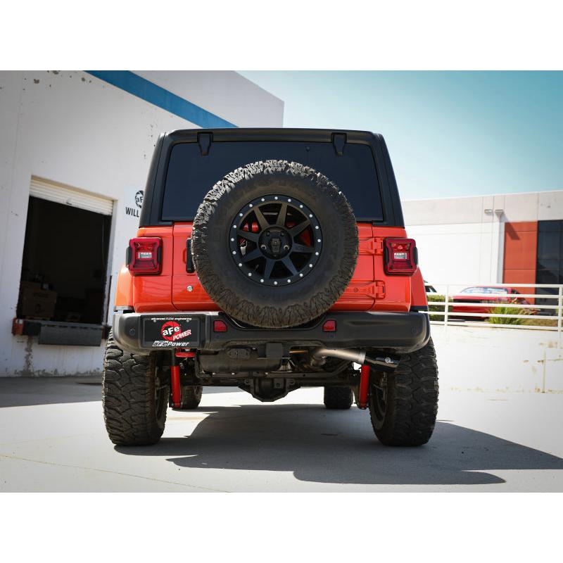 aFe 20-21 Jeep Wrangler Large Bore-HD 3in 304 Stainless Steel DPF-Back Exhaust System - Black Tip-SR1 Performance