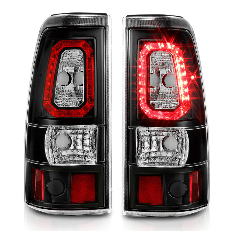 ANZO 1999-2002 Chevy Silverado 1500 LED Taillights Plank Style Black w/Clear Lens-SR1 Performance