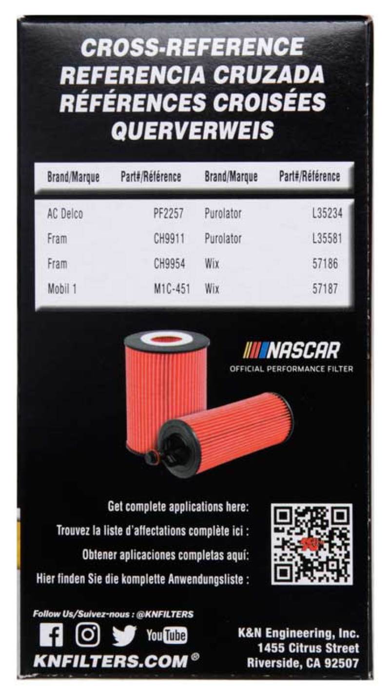 K&N 2018 Audi RS3 2.5L Cartridge Oil Filter-SR1 Performance